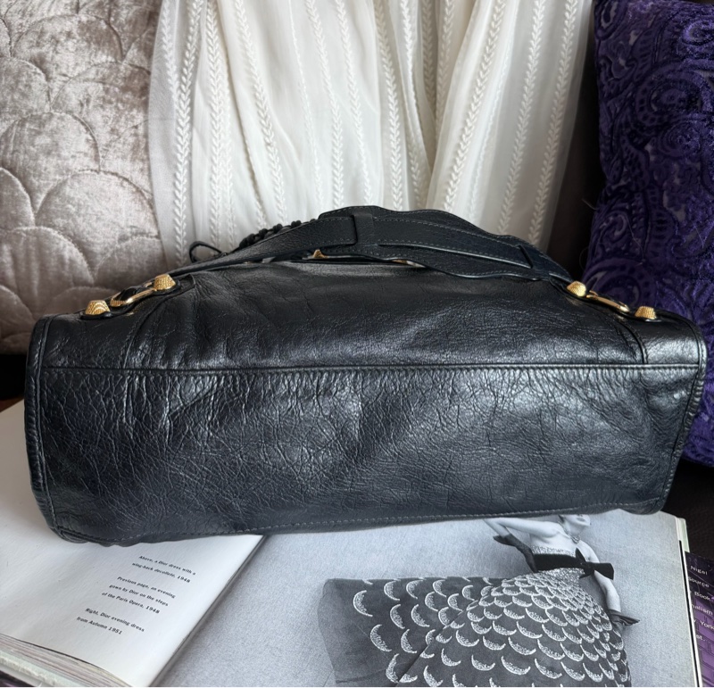 巴黎世家 機車包 黑金 black lambskin balenciaga classic city-12