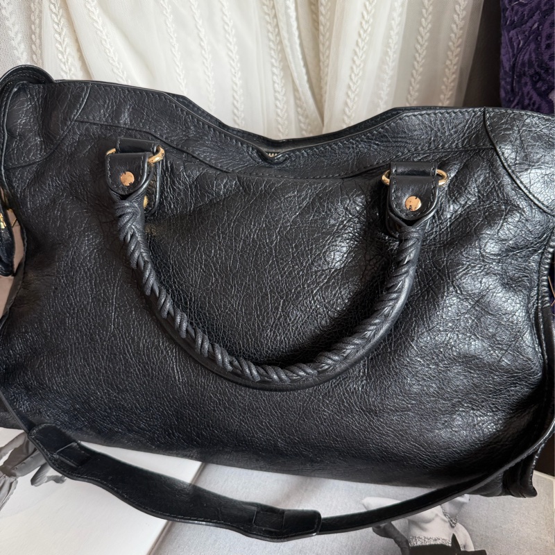 巴黎世家 機車包 黑金 black lambskin balenciaga classic city-14