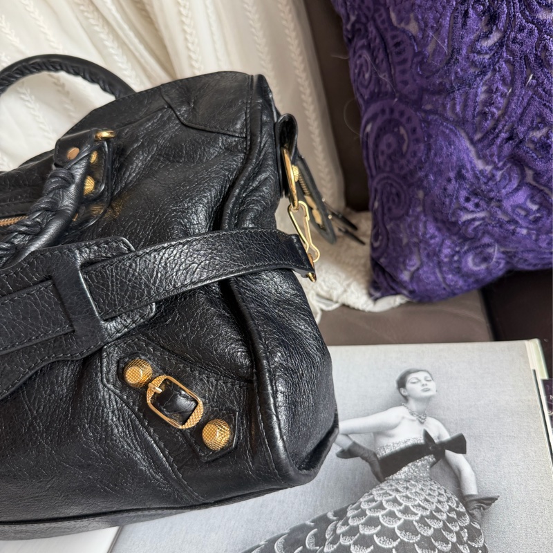 巴黎世家 機車包 黑金 black lambskin balenciaga classic city-15