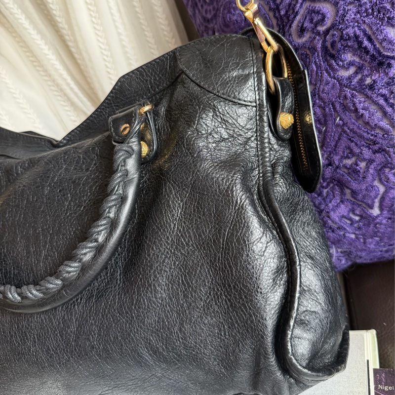 巴黎世家 機車包 黑金 black lambskin balenciaga classic city-19