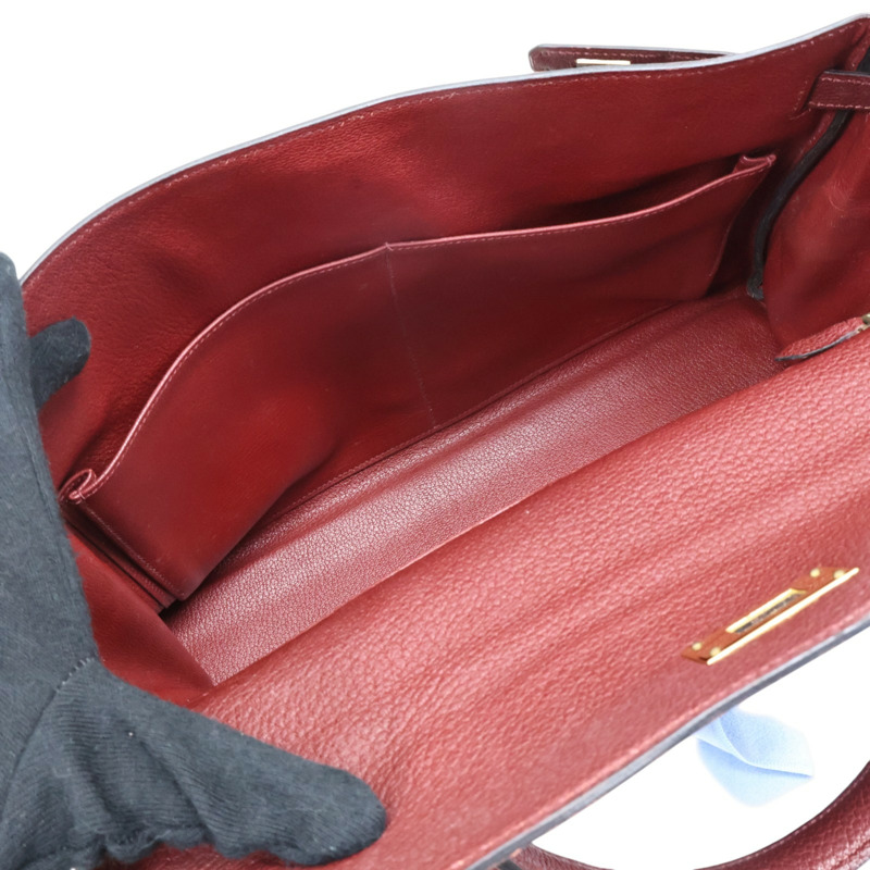 愛馬仕紅色 Togo牛皮 Kelly35 两用包 口E刻【HERMES 愛馬仕】-4