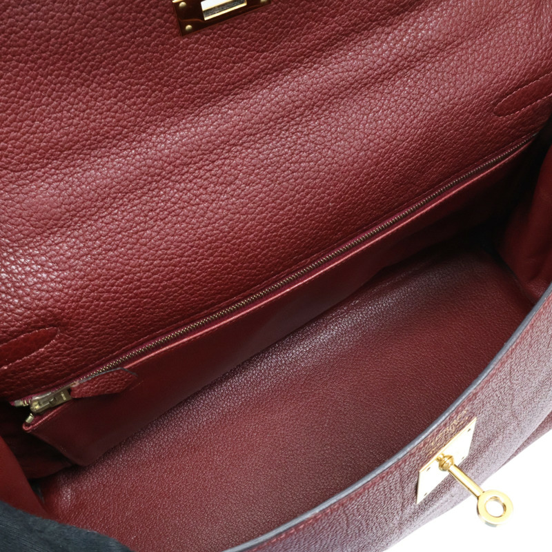 愛馬仕紅色 Togo牛皮 Kelly35 两用包 口E刻【HERMES 愛馬仕】-5