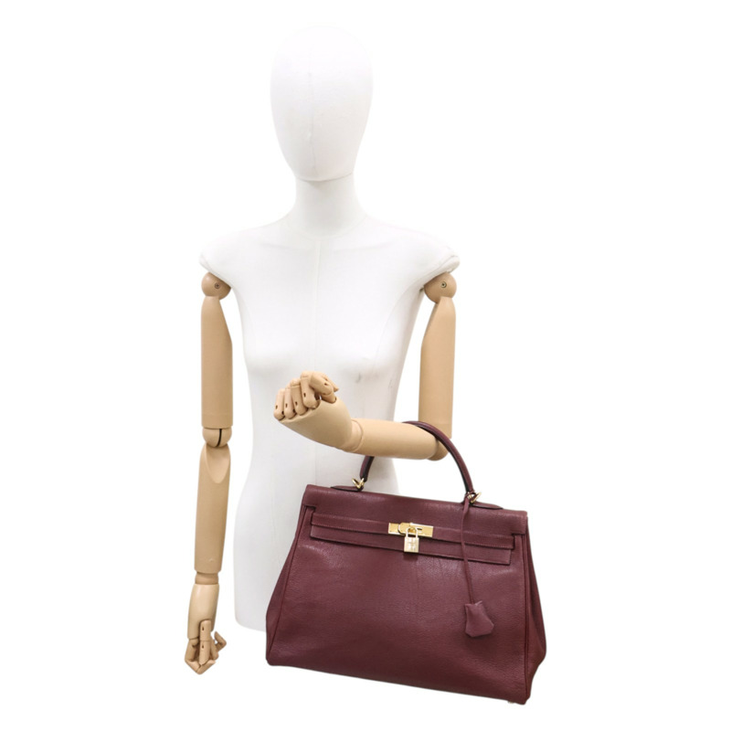 愛馬仕紅色 Togo牛皮 Kelly35 两用包 口E刻【HERMES 愛馬仕】-10