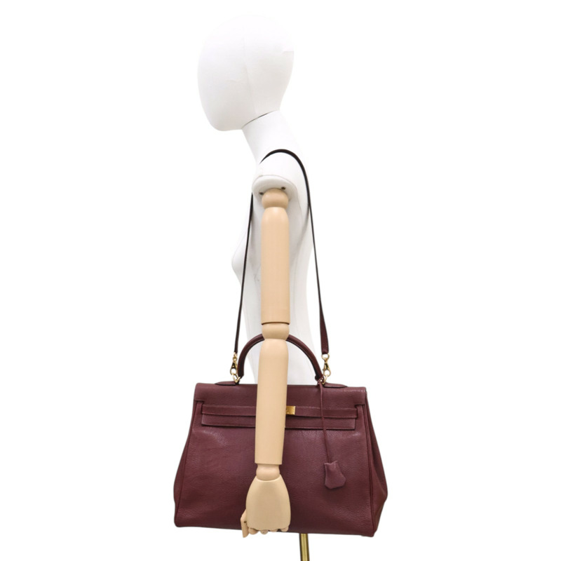 愛馬仕紅色 Togo牛皮 Kelly35 两用包 口E刻【HERMES 愛馬仕】-11