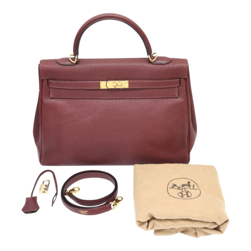 愛馬仕紅色 Togo牛皮 Kelly35 两用包 口E刻【HERMES 愛馬仕】-12