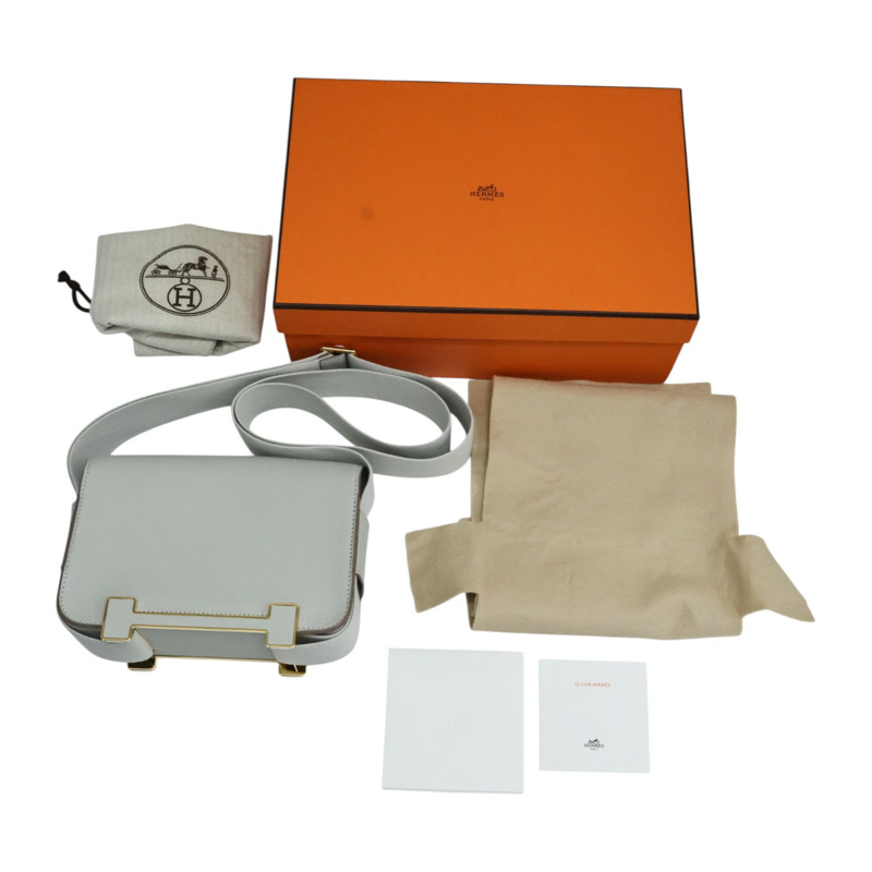 珍珠灰色 chevere羊皮 Geta 肩背包 K刻【HERMES 愛馬仕】-11