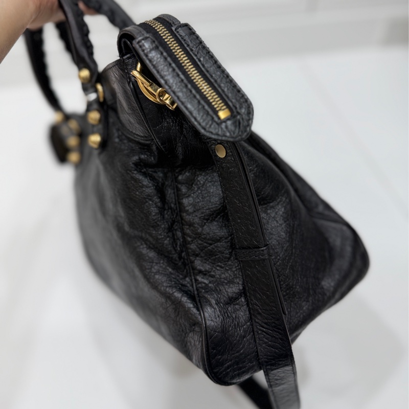 BALENCIAGA巴黎世家 giant Velo 黑金 機車包 手提包 肩背包 側背包 斜背包-11