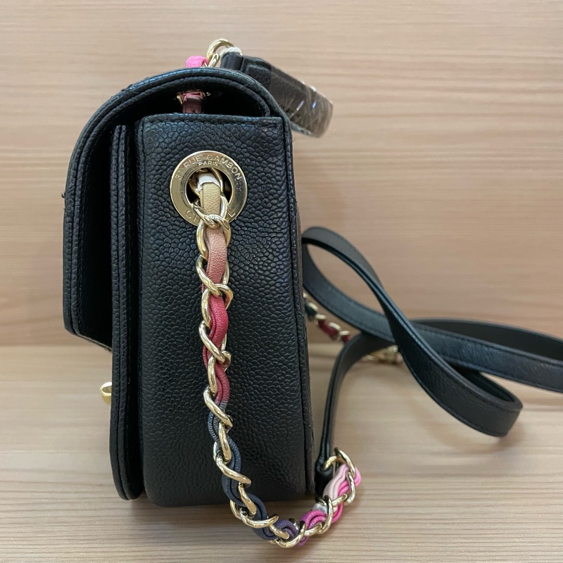 CHANEL 香奈儿邮差包古巴系列黑色菱格纹牛皮-3