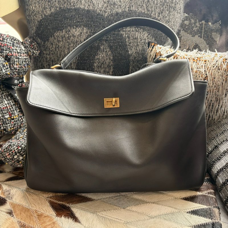 巴黎世家 小牛皮 Rodeo Mini 黑色-0