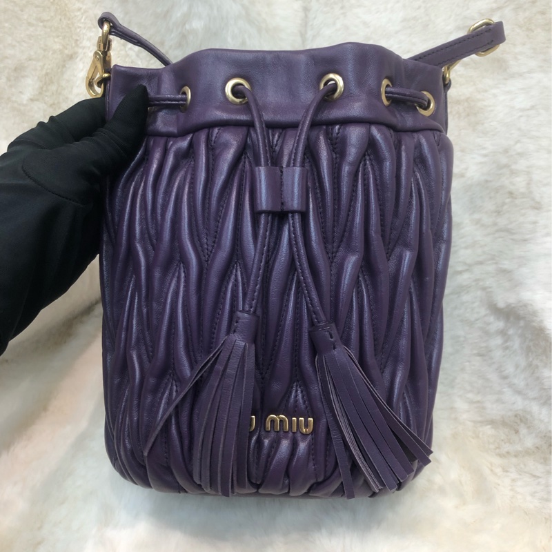 Miu Miu 紫色皺皮小水桶 XC342-0
