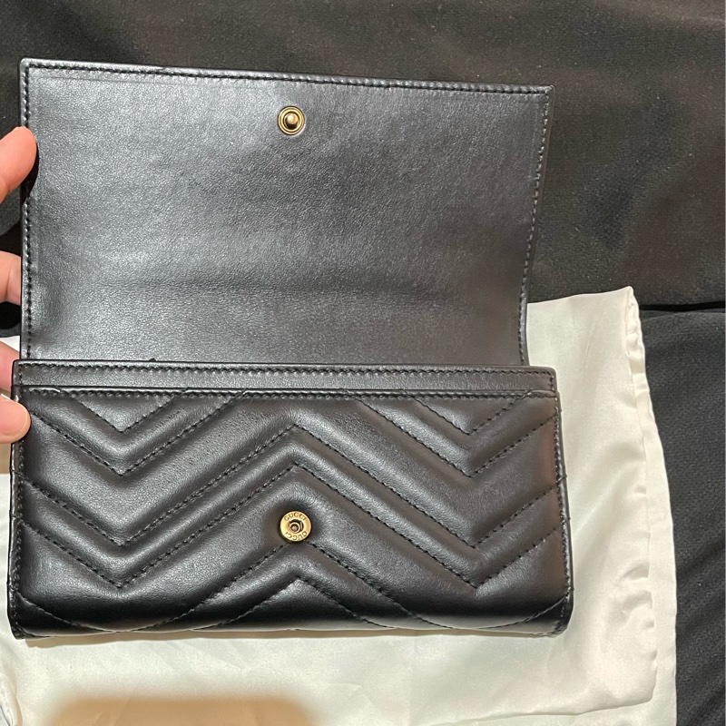 GUCCI MARMONT金釦黑色長夾-4