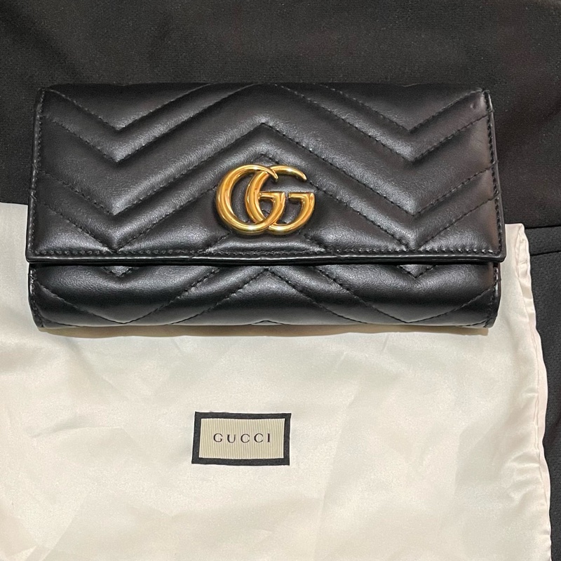 GUCCI MARMONT金釦黑色長夾-5