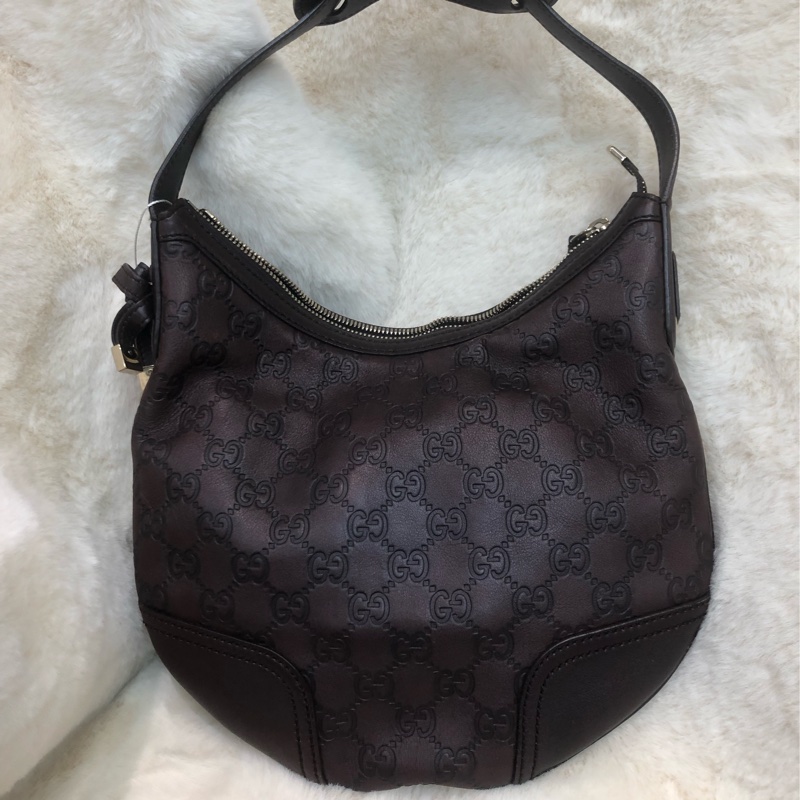 Gucci 啡色全皮小馬鞍 Hobo XC338-1