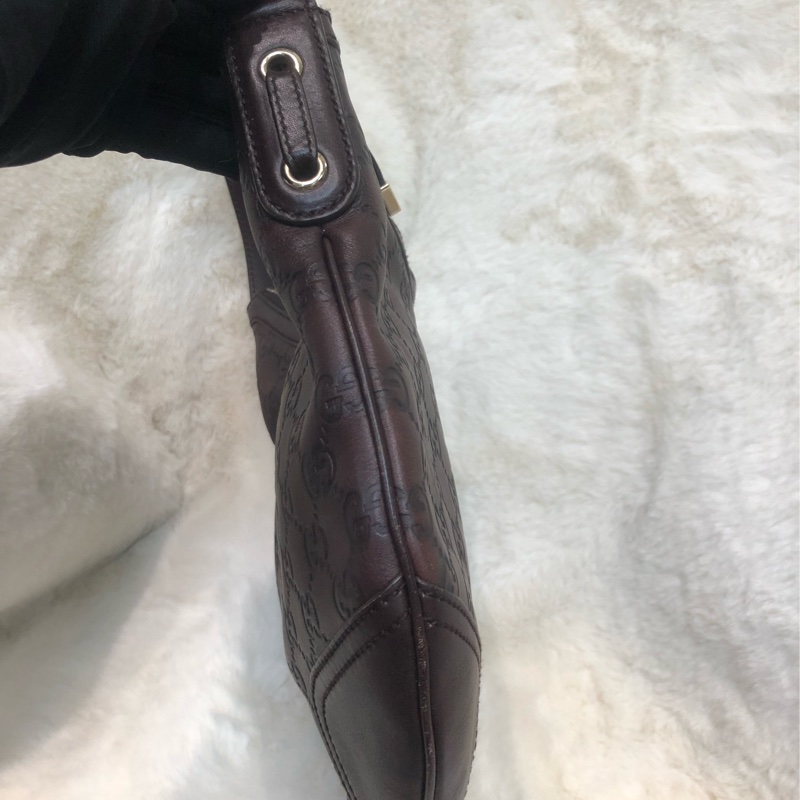 Gucci 啡色全皮小馬鞍 Hobo XC338-2