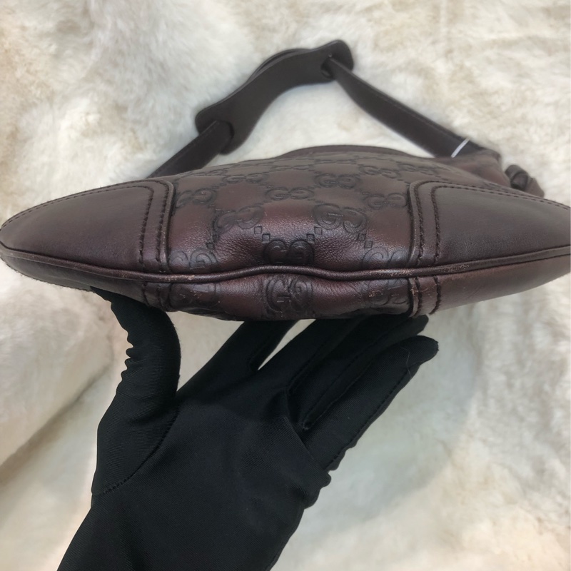 Gucci 啡色全皮小馬鞍 Hobo XC338-4