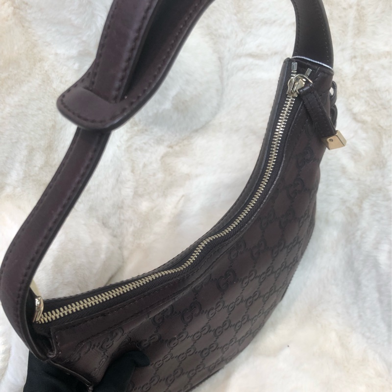 Gucci 啡色全皮小馬鞍 Hobo XC338-5