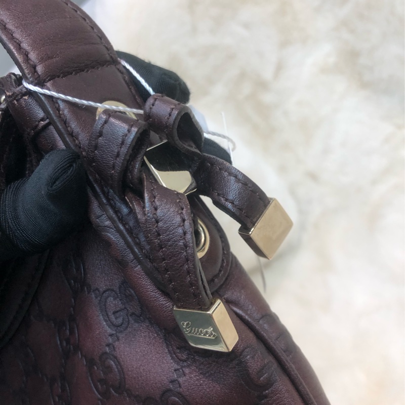 Gucci 啡色全皮小馬鞍 Hobo XC338-6