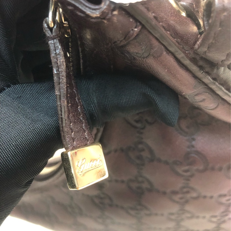 Gucci 啡色全皮小馬鞍 Hobo XC338-7