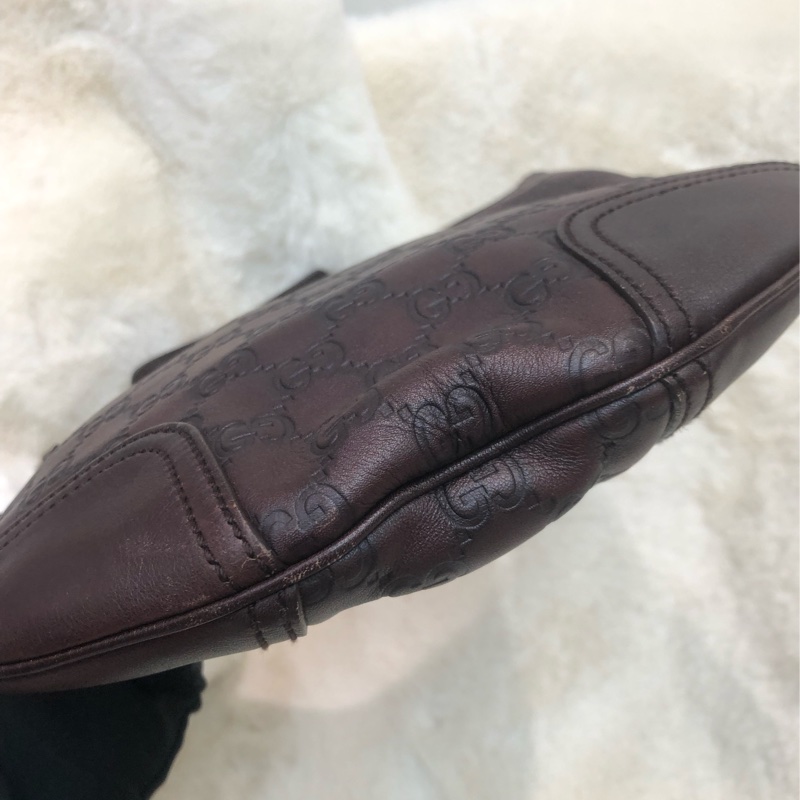 Gucci 啡色全皮小馬鞍 Hobo XC338-12
