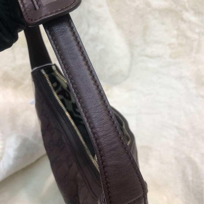 Gucci 啡色全皮小馬鞍 Hobo XC338-13