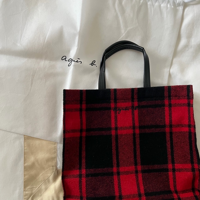 agens b.毛呢手提包 近全新-7