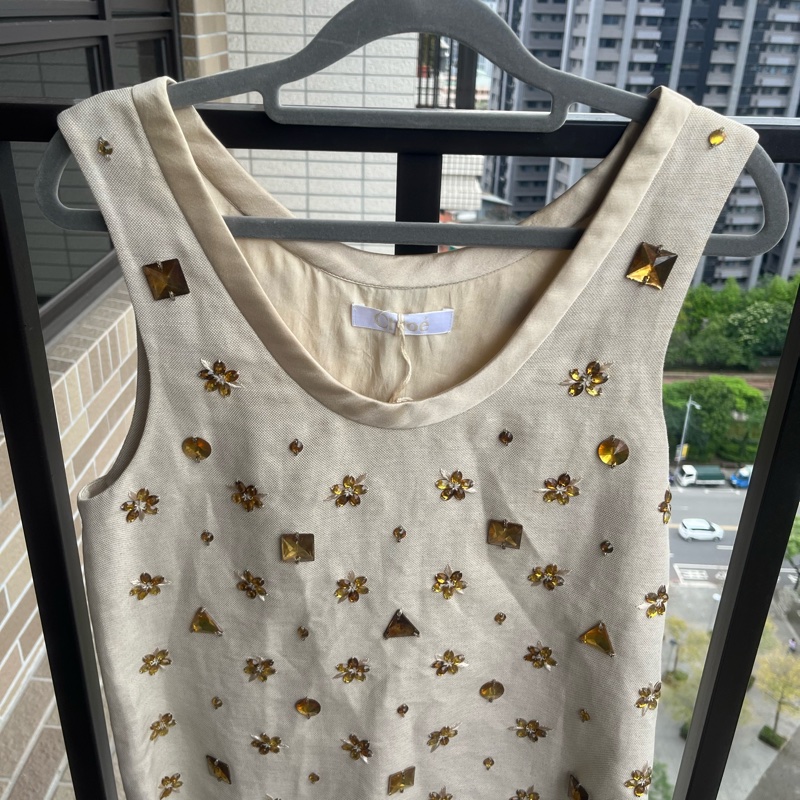 Chloe 全新亮晶晶寶石背心 正反黃寶石性感背心-7