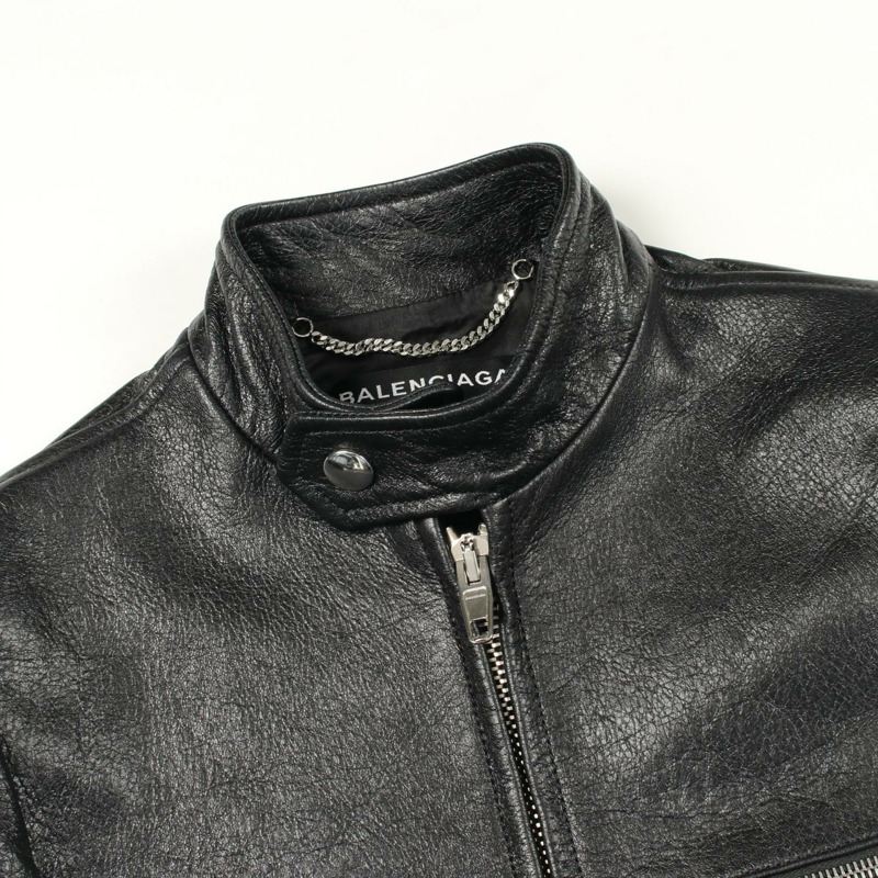 BALENCIAGA 單件 Riders 夾克 Blouson #44 黑色皮革二手男款-6