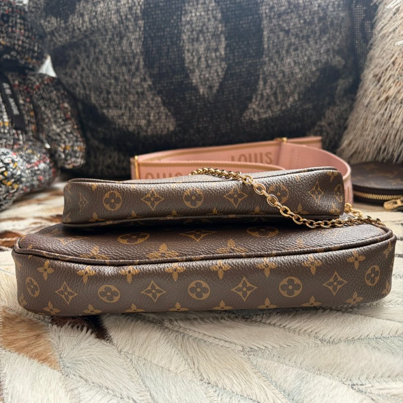 LV 原花紋三合一配件包 粉 晶片款-4