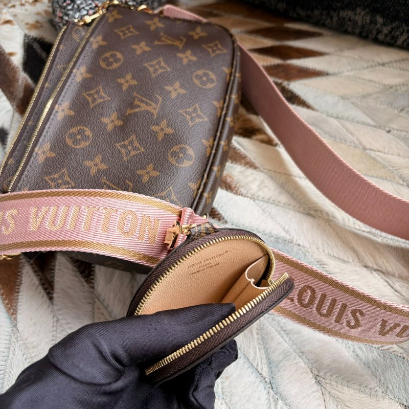 LV 原花紋三合一配件包 粉 晶片款-6