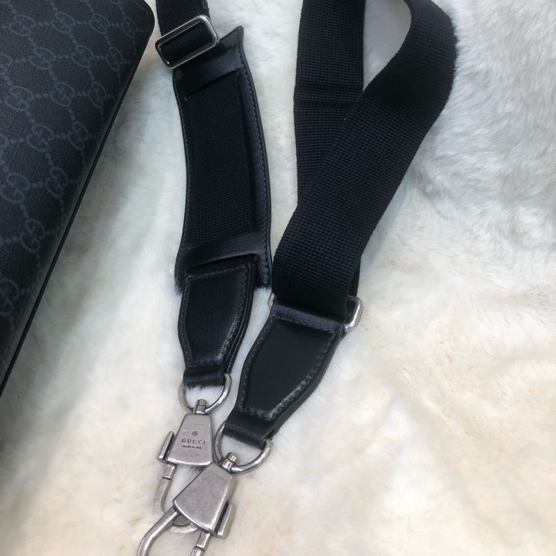 Gucci 黑色老花 PVC 大Tote 2Way 公事包 XC340-7