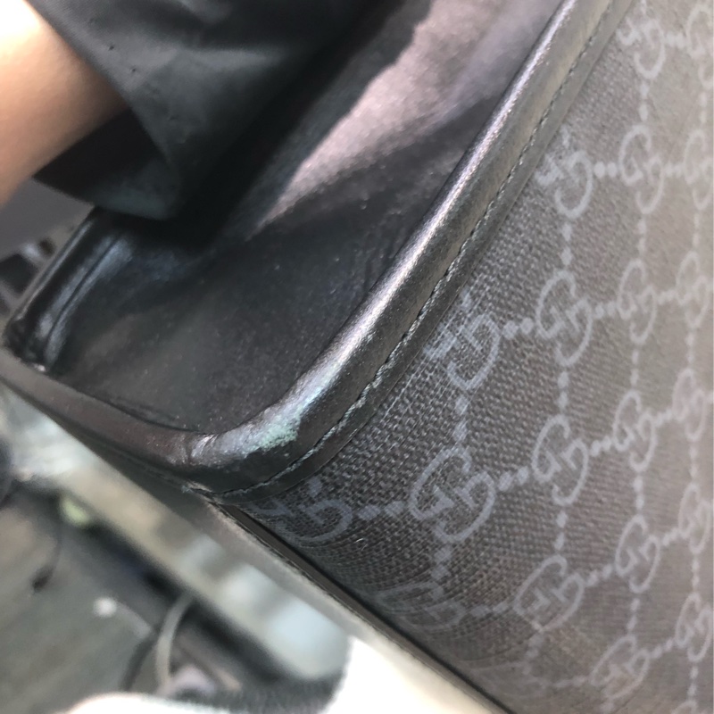 Gucci 黑色老花 PVC 大Tote 2Way 公事包 XC340-9