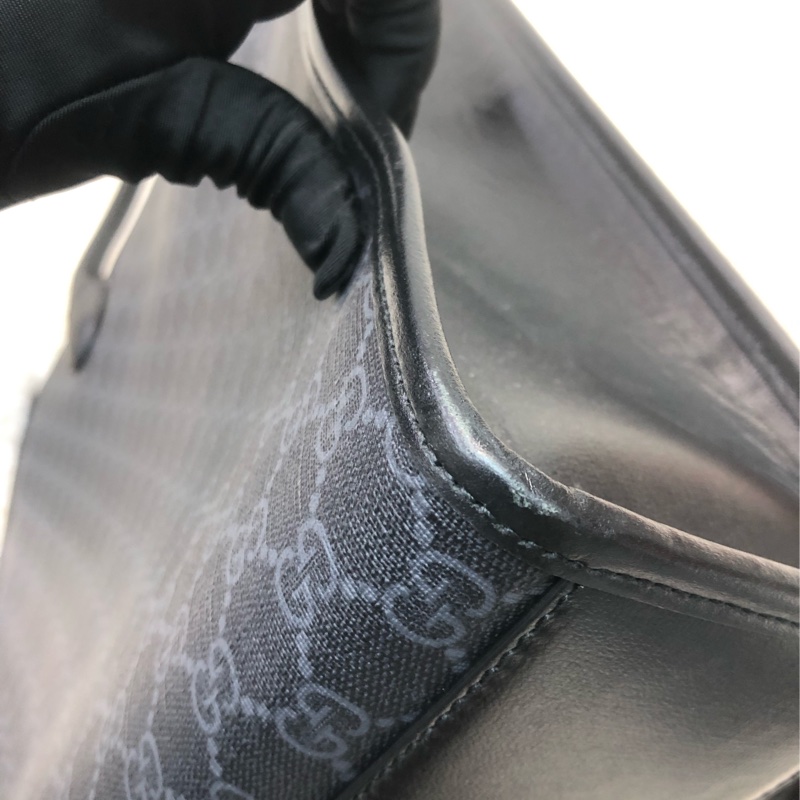 Gucci 黑色老花 PVC 大Tote 2Way 公事包 XC340-10