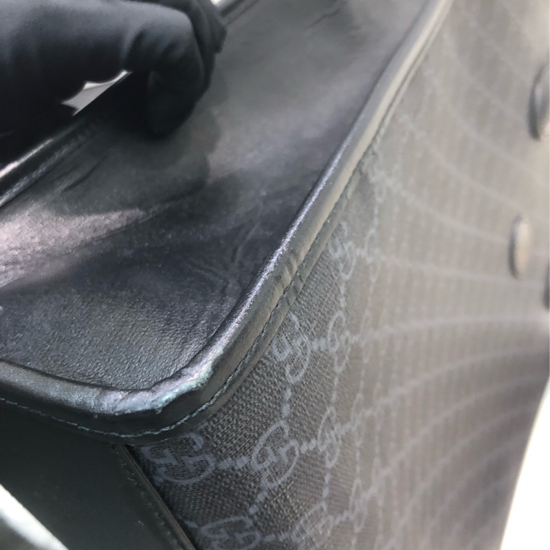 Gucci 黑色老花 PVC 大Tote 2Way 公事包 XC340-11