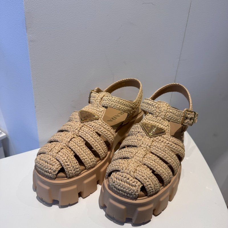 Prada Monolith 鉤織羅馬厚底涼鞋-1