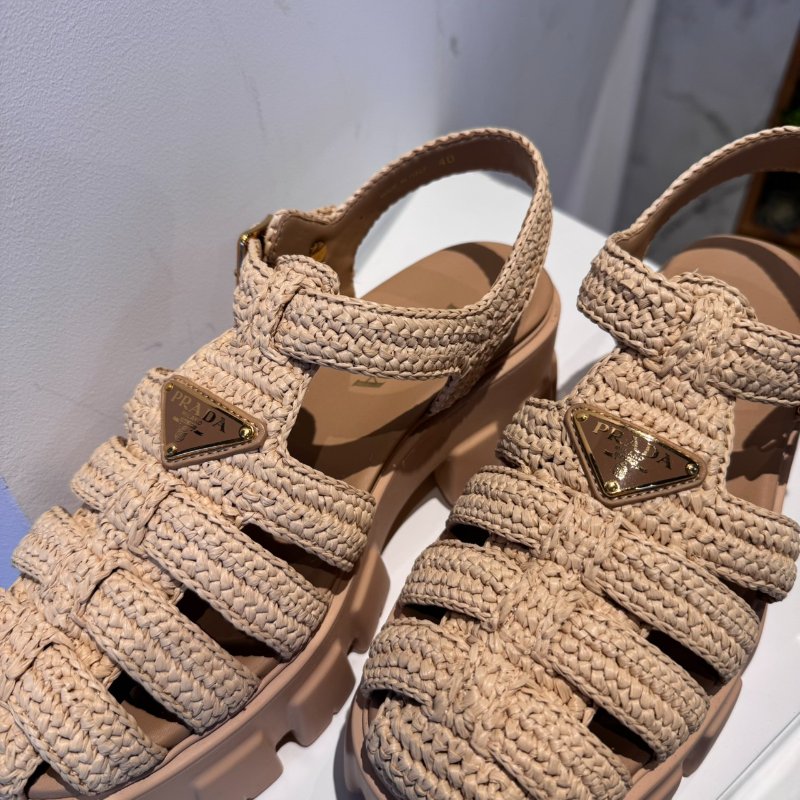 Prada Monolith 鉤織羅馬厚底涼鞋-2