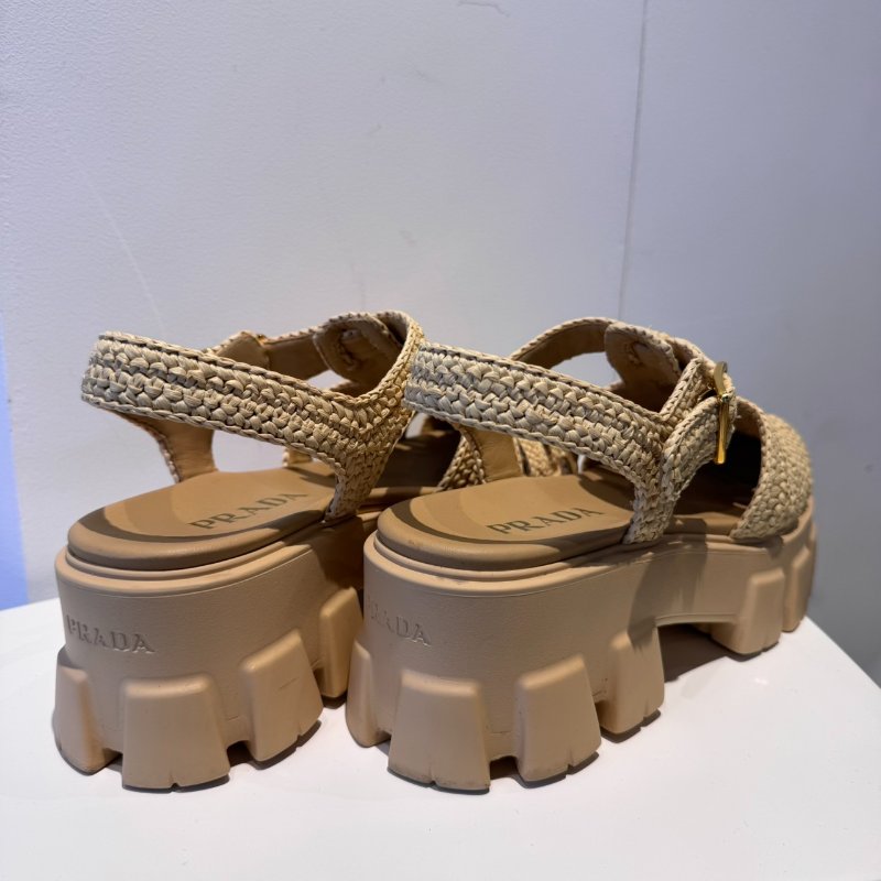Prada Monolith 鉤織羅馬厚底涼鞋-4