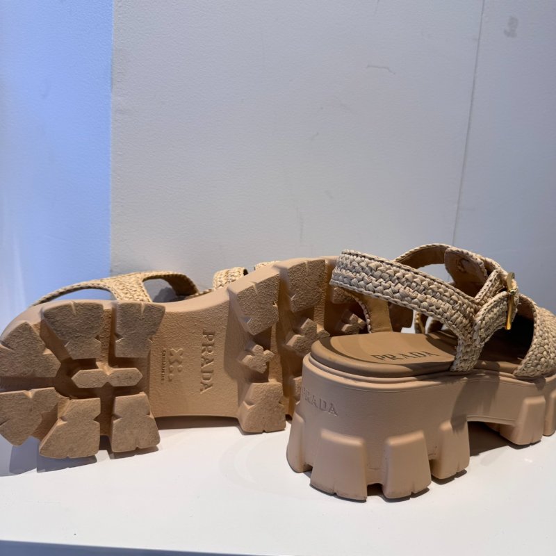 Prada Monolith 鉤織羅馬厚底涼鞋-5