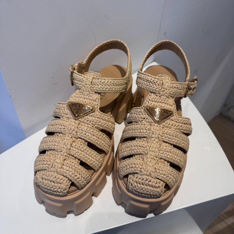 Prada Monolith 鉤織羅馬厚底涼鞋-7