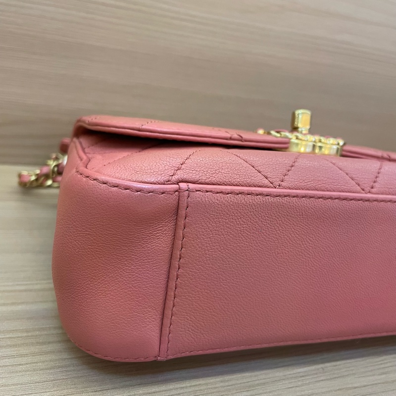Chanel 香奈儿 19bag handle 珊瑚粉 邮差链条包-6