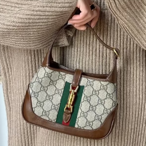 Gucci 古驰 99新 老花Jackie1961Mini手提斜挎包 尺寸19*13-1