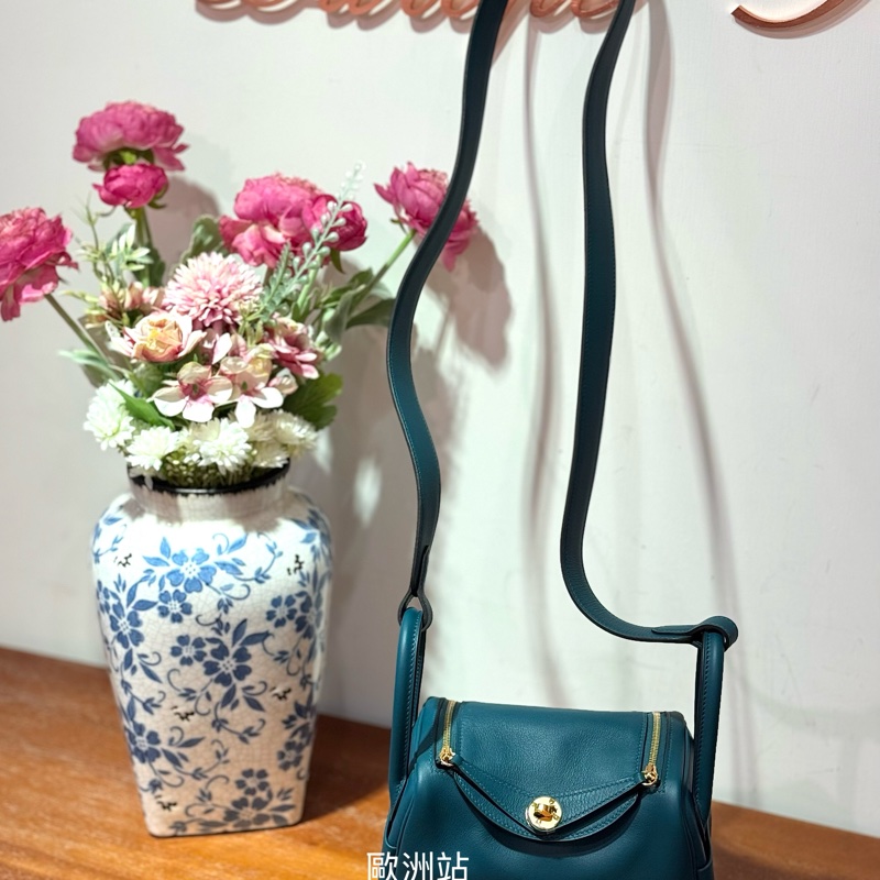 Hermès Mini Lindy，Vert Bosphore colour，金扣-0