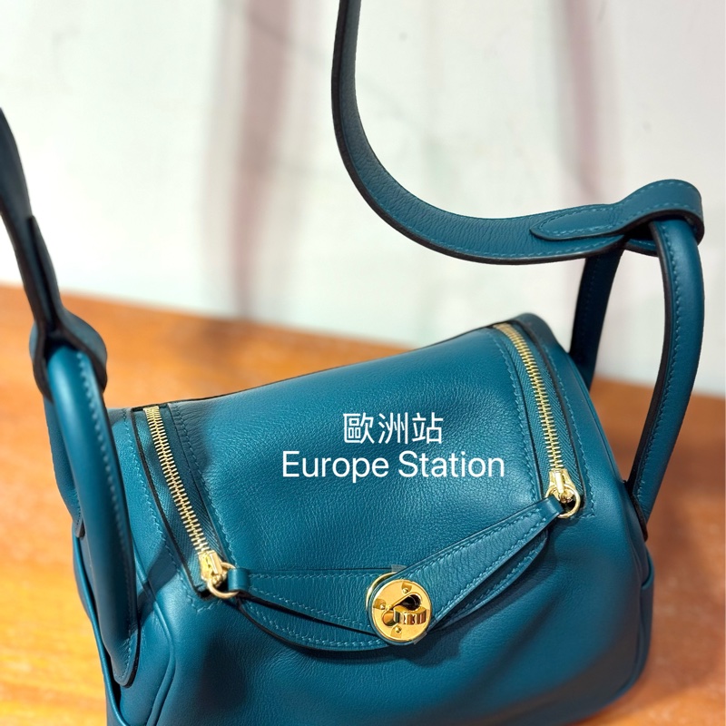 Hermès Mini Lindy，Vert Bosphore colour，金扣-1