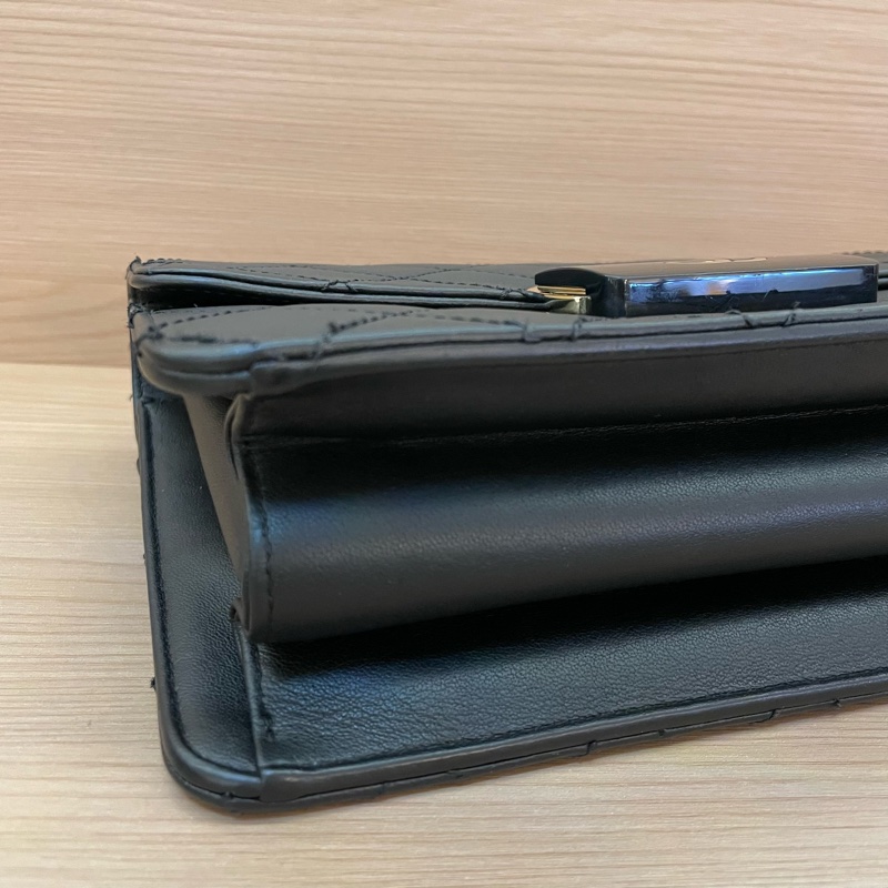 Chanel 黑金牛皮珐琅扣 vtgpangpang 链条包 中號 23開-8