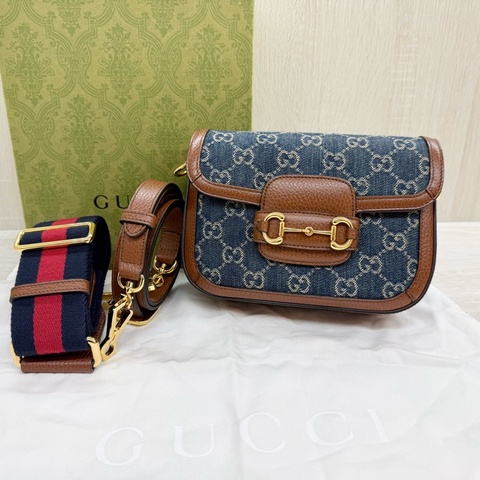 Gucci單寧Horsebit1955側背包658574