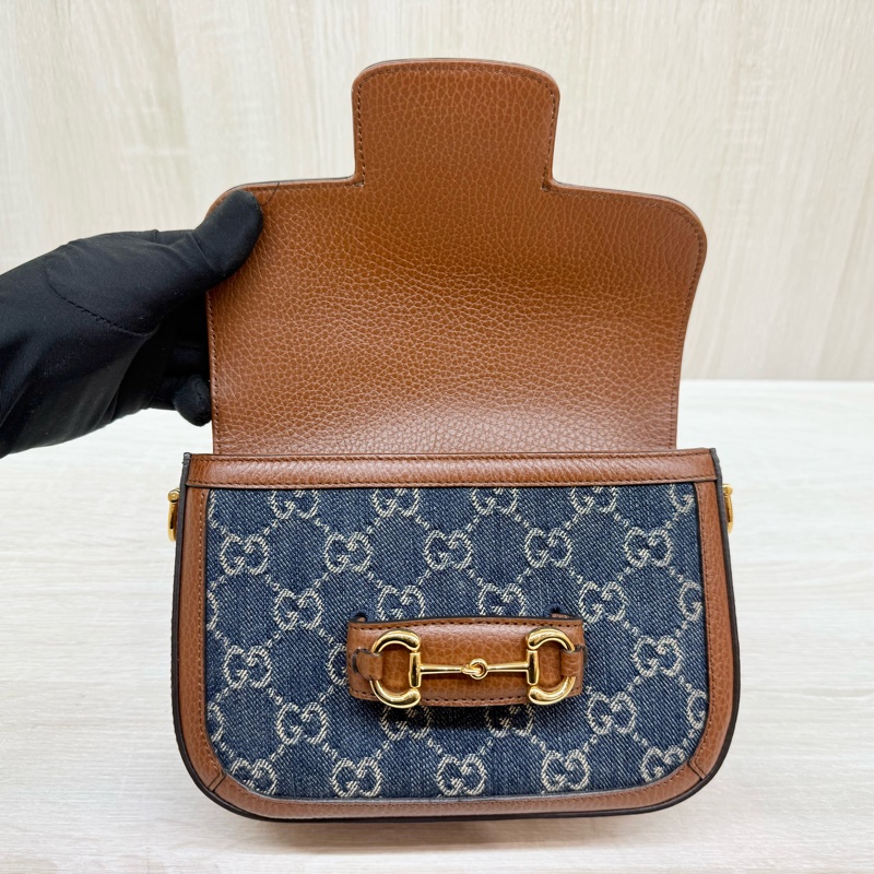 Gucci單寧Horsebit1955側背包658574-5