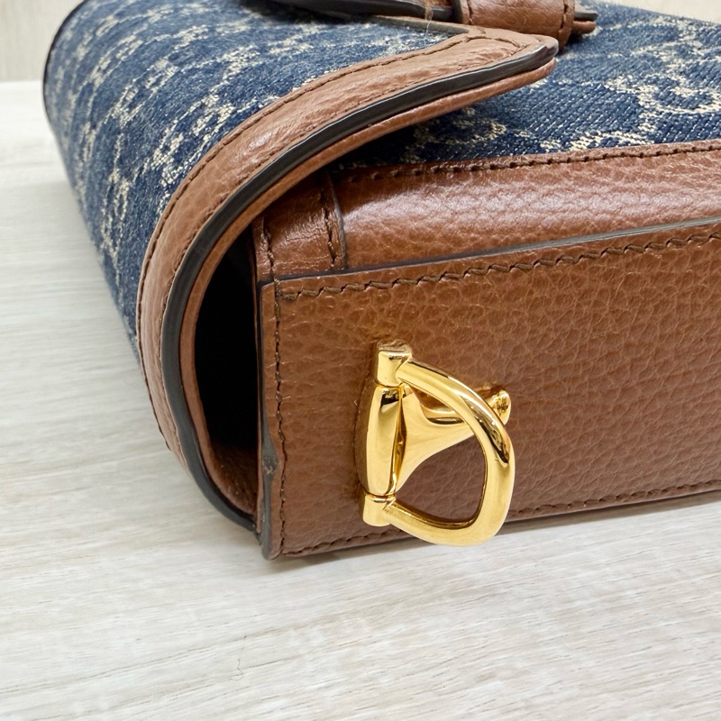 Gucci單寧Horsebit1955側背包658574-14