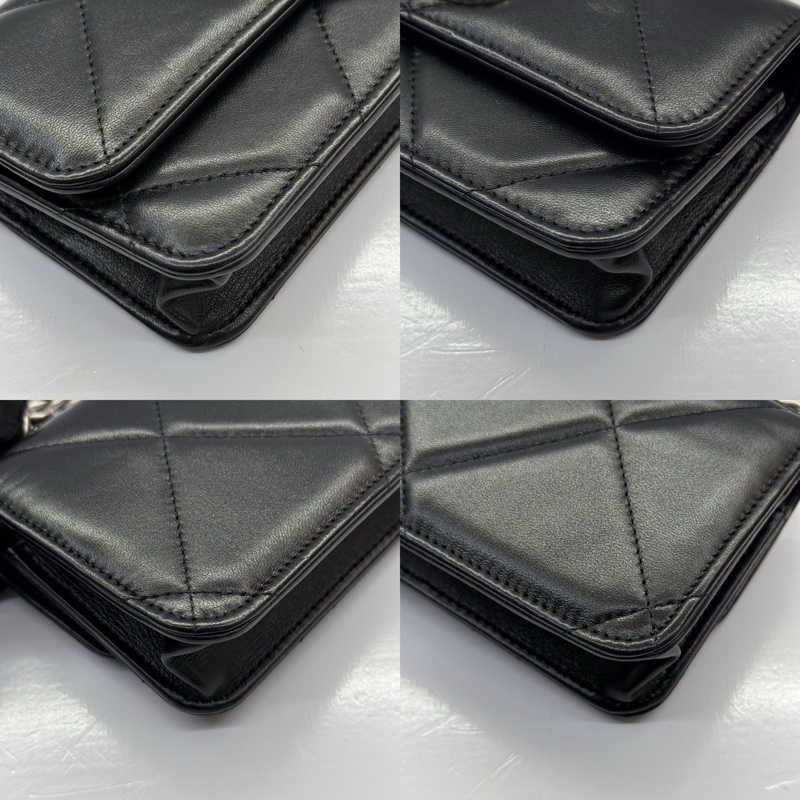 CHANEL 香奈兒 黑色羊皮CHANEL19 WOC 斜背包 17CM-4