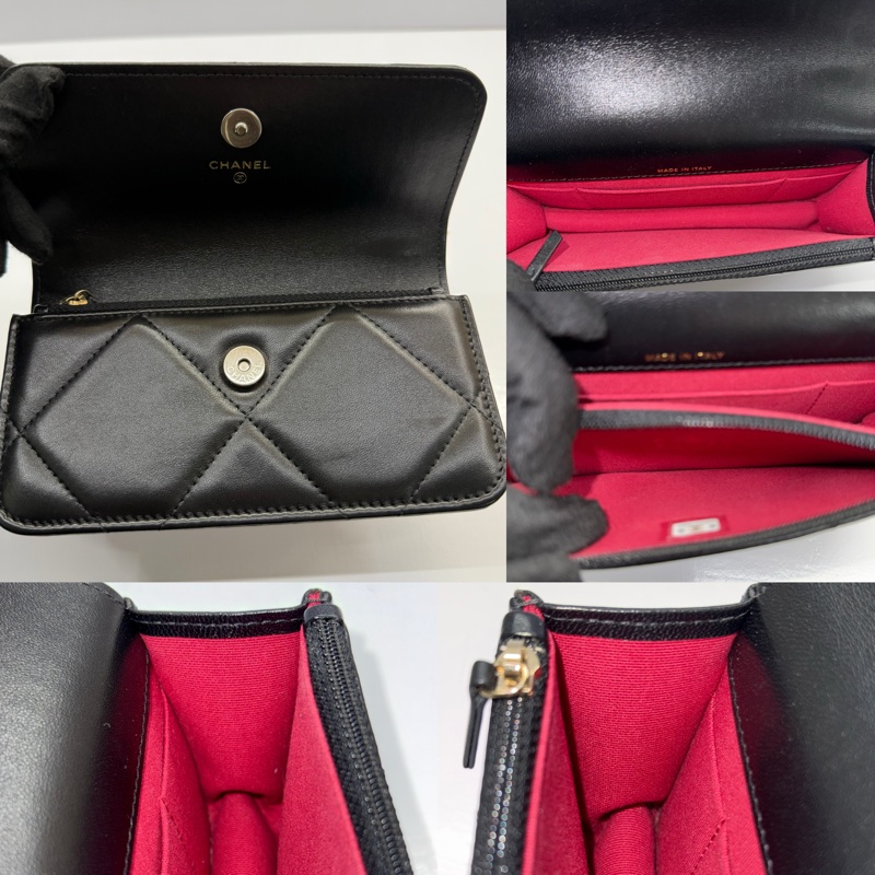 CHANEL 香奈兒 黑色羊皮CHANEL19 WOC 斜背包 17CM-6