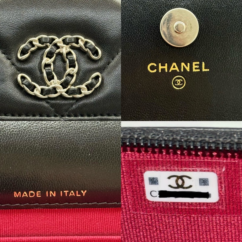 CHANEL 香奈兒 黑色羊皮CHANEL19 WOC 斜背包 17CM-7