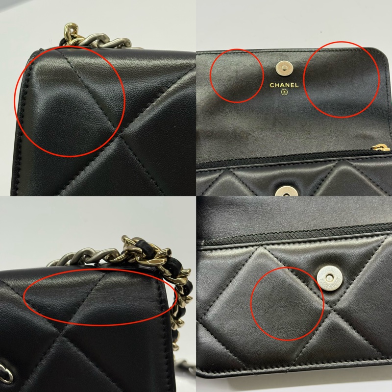 CHANEL 香奈兒 黑色羊皮CHANEL19 WOC 斜背包 17CM-8